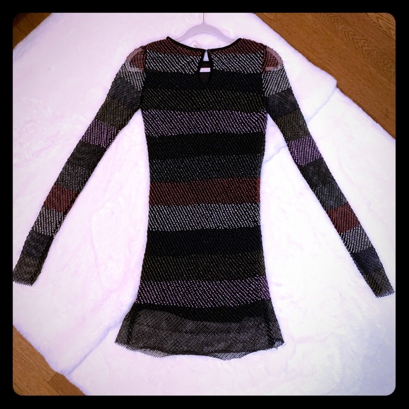 SOLD💕Hand Beaded Striped Dress (Meant Condition) - Picture 4 of 6